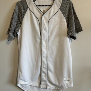 On the Byas softball jersey style tee